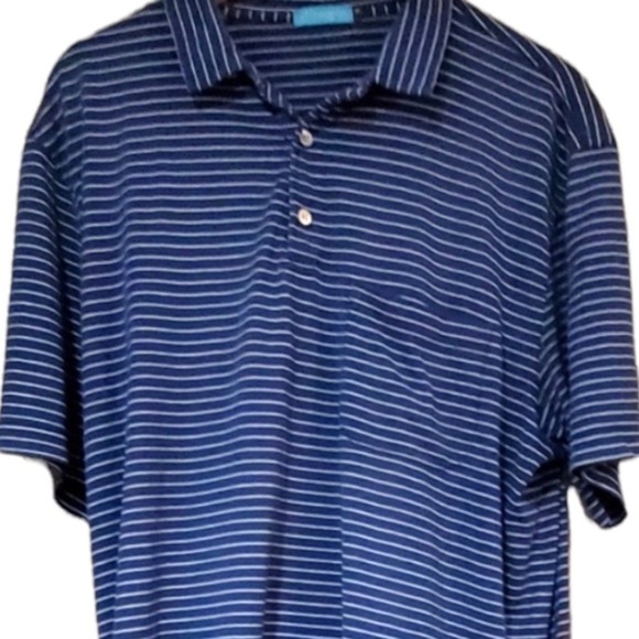 J. McLaughlin Polo Shirt Men’s Size XL Blue White Stripes - Picture 2 of 9